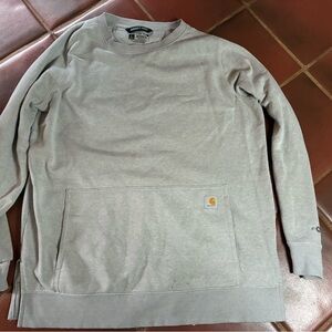 Carhartt Force Relaxed Fit Sweatshirt Large Gray Long Sleeve Double Pocket
